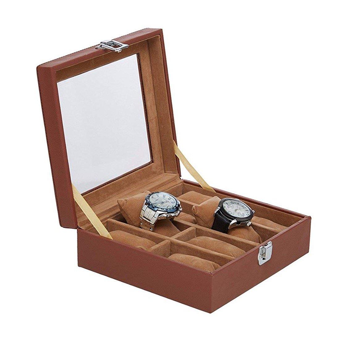 8 Slot Unisex Sleek Watch Organizer Box With Viewing Window