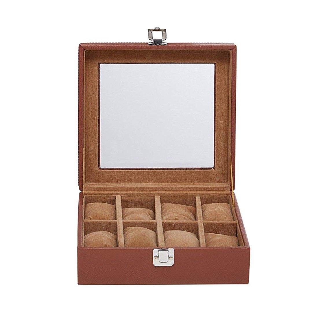 8 Slot Unisex Sleek Watch Organizer Box With Viewing Window