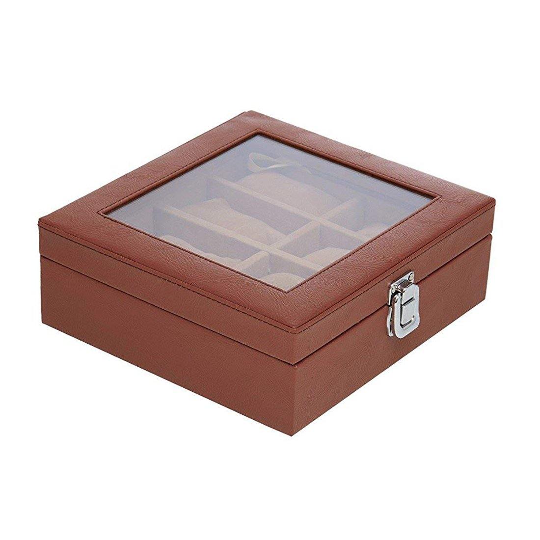 8 Slot Unisex Sleek Watch Organizer Box With Viewing Window