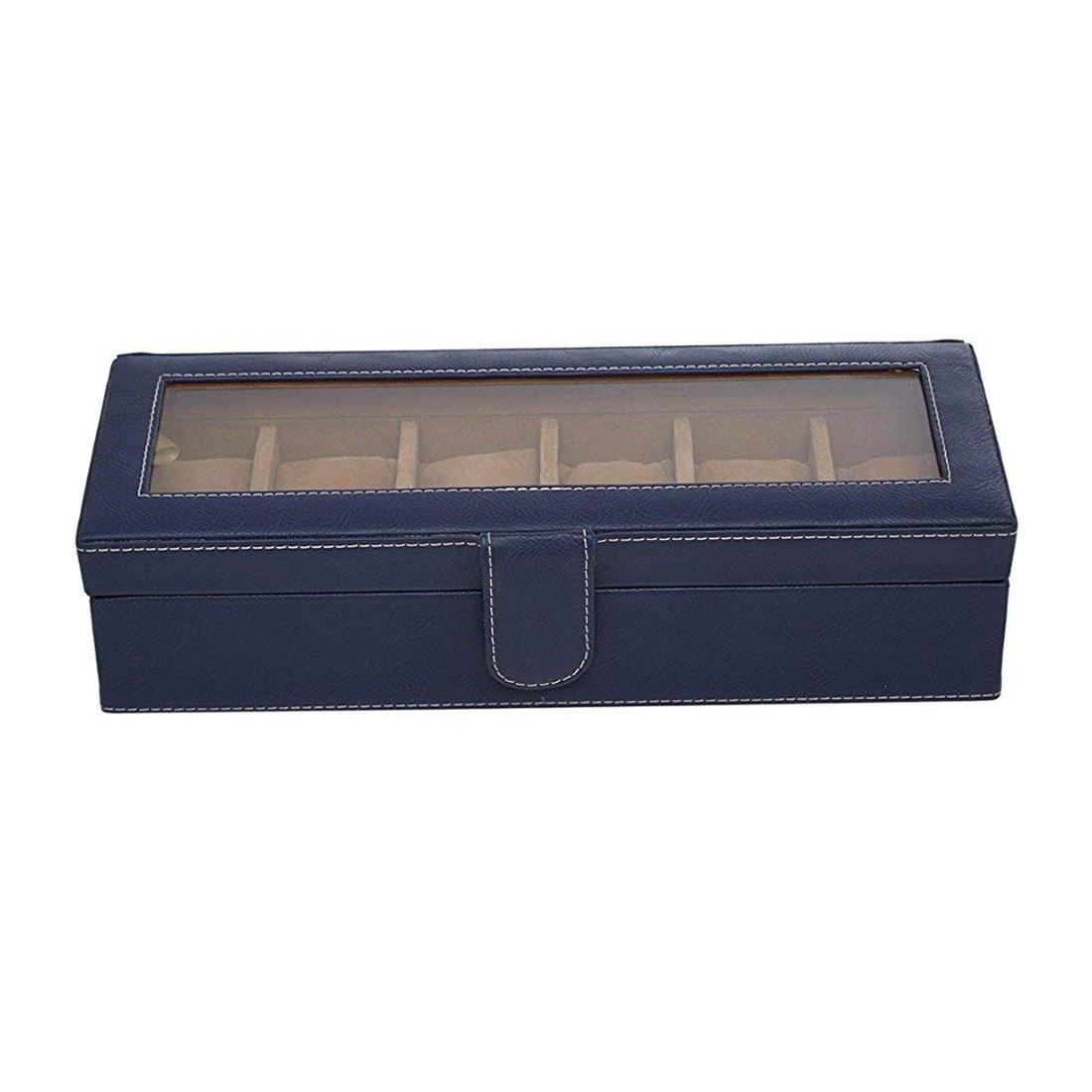 6 Slots Classy Watch Box Organizer with Viewing Window