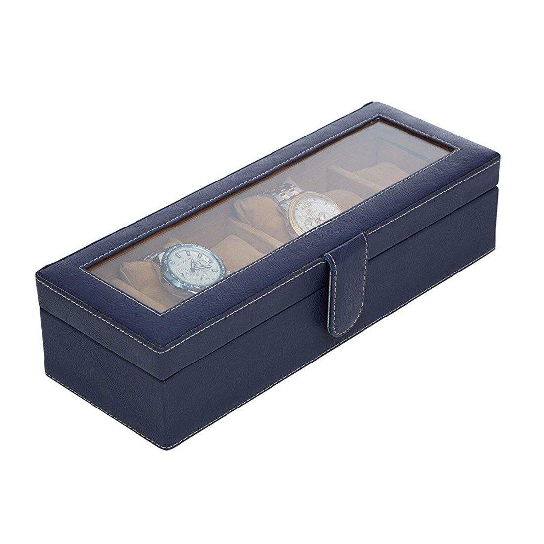 6 Slots Classy Watch Box Organizer with Viewing Window