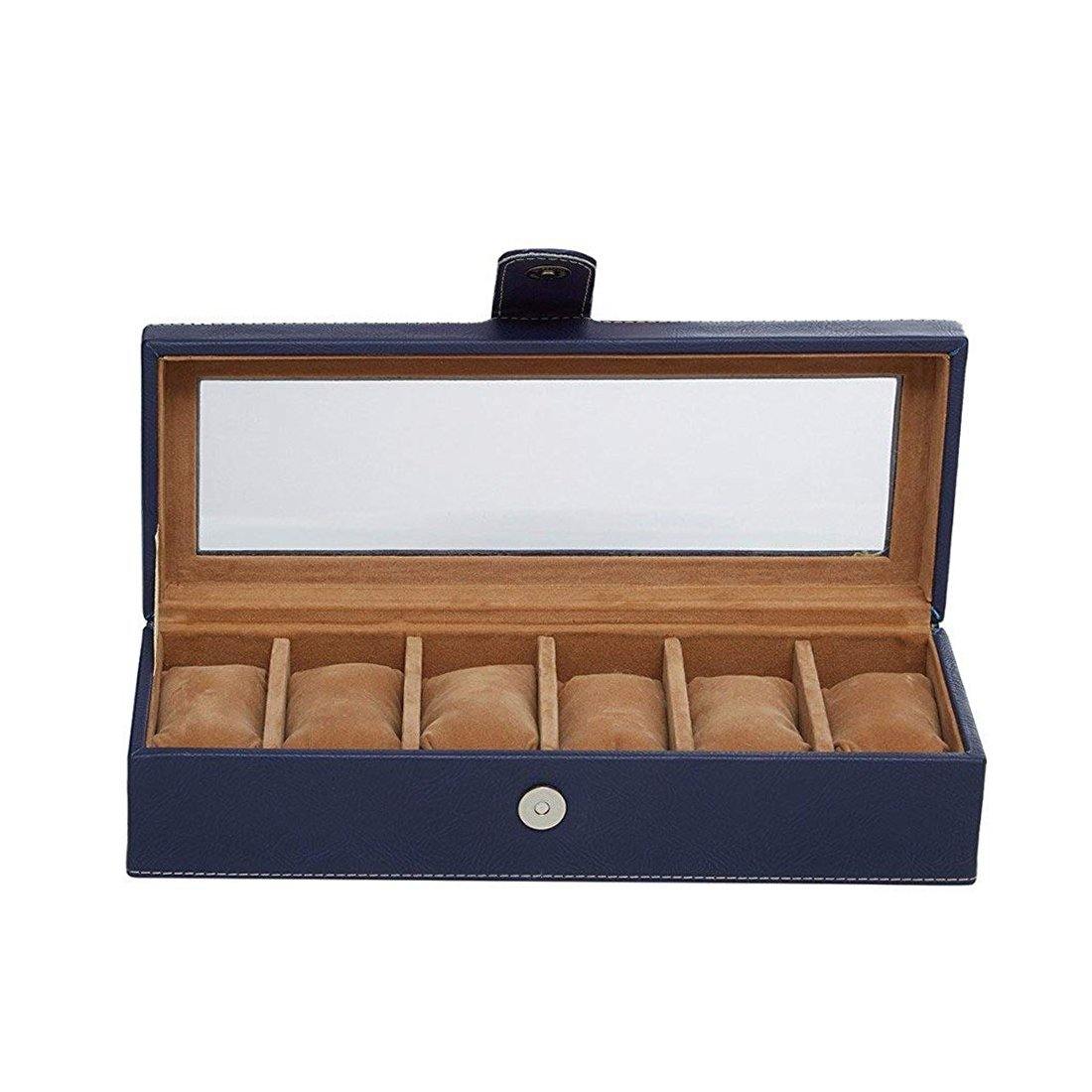 6 Slots Classy Watch Box Organizer with Viewing Window