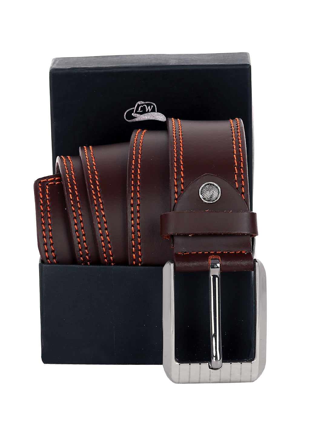 Leather World Formal Casual Brown Branded Stylish Genuine Leather Belts For Men