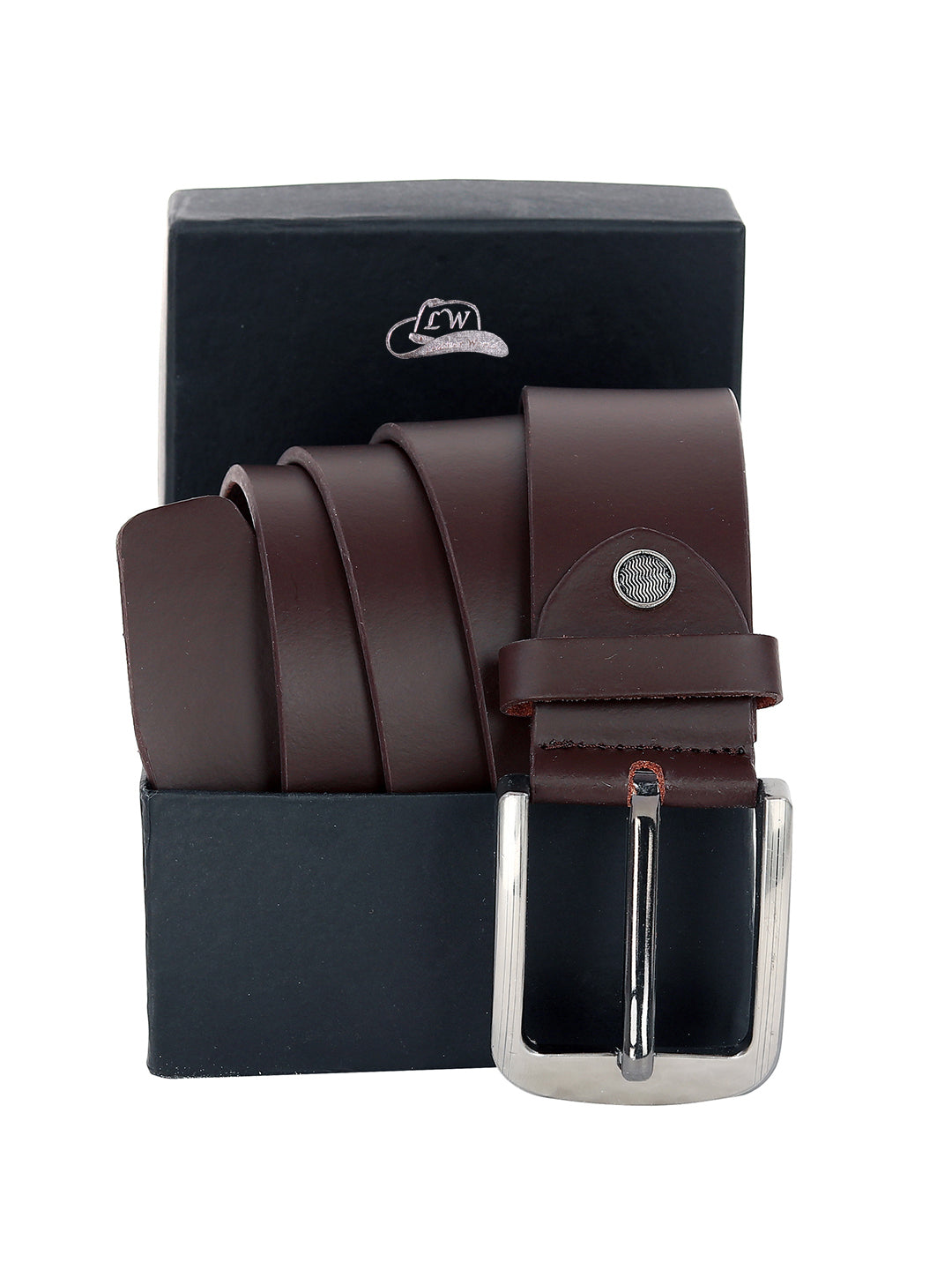 Leather World Formal Casual Brown Branded Stylish Genuine Leather Belts For Men