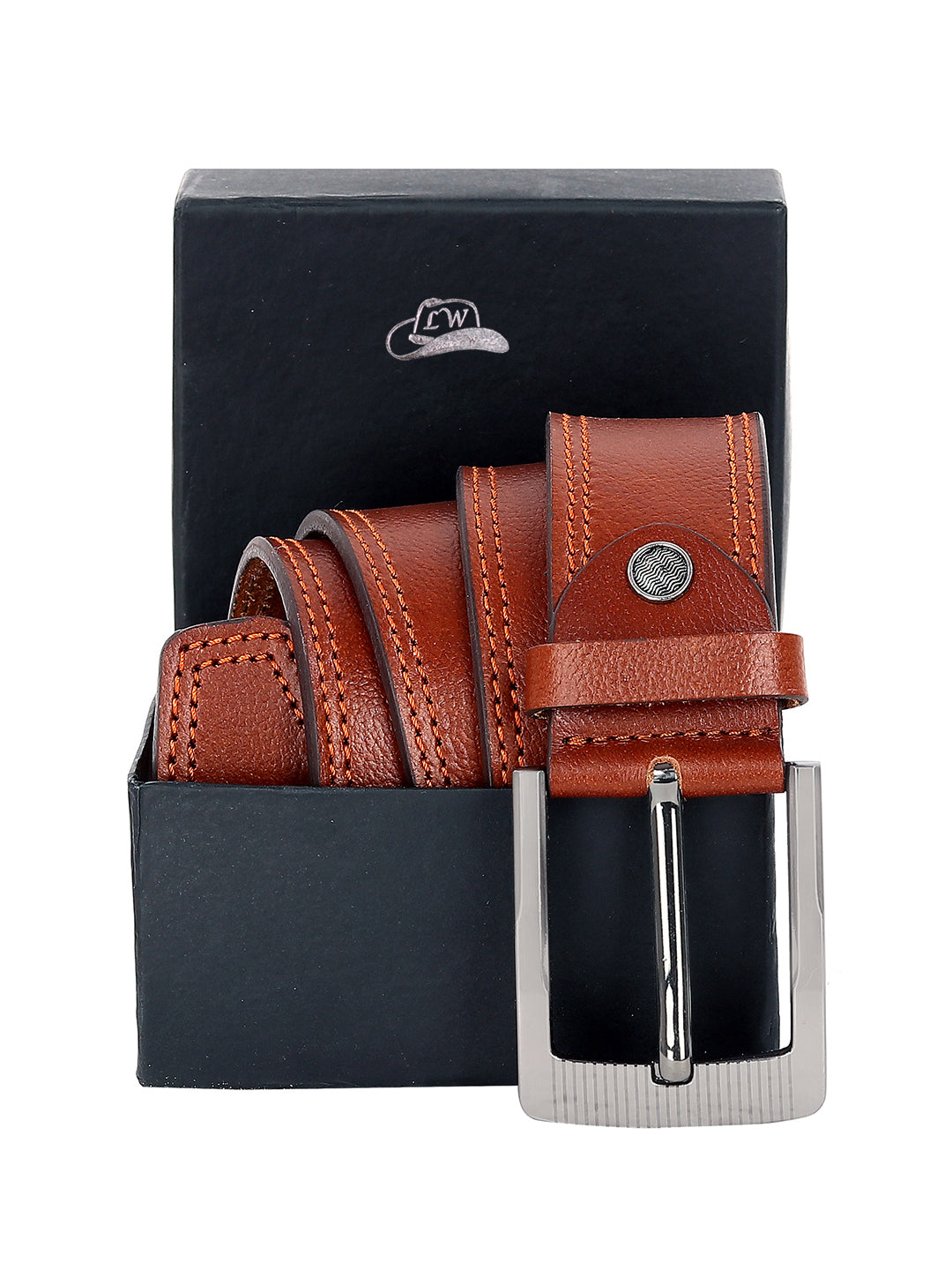 Leather World Formal Casual Brown Color Branded Stylish Genuine Leather Belts For Men