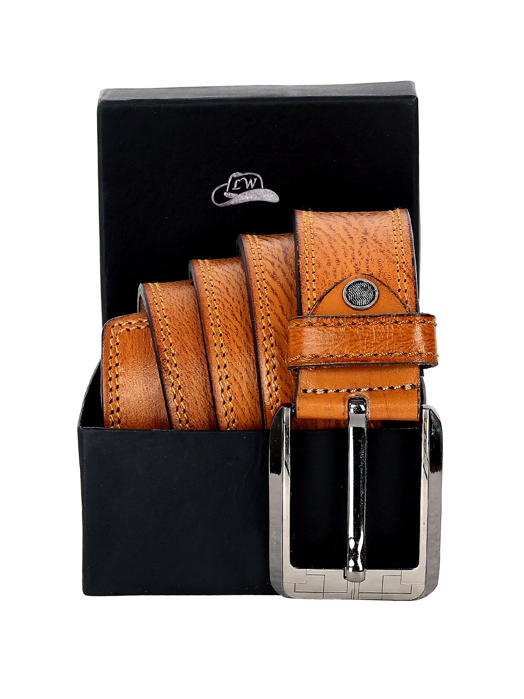 Leather World Formal Casual Tan Color Branded Stylish Genuine Leather Belts For Men