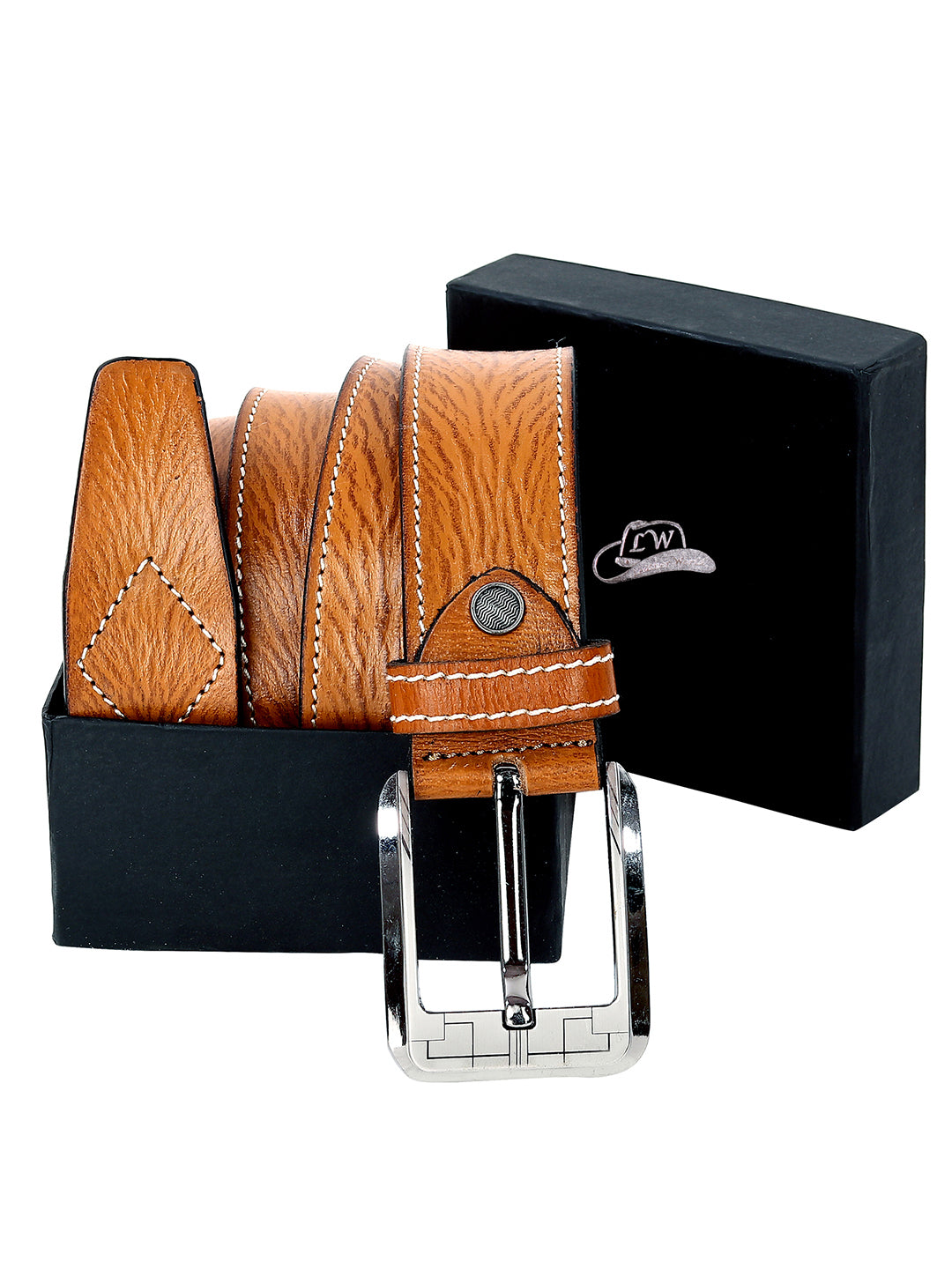 Leather World Formal Casual Tan Color Branded Stylish Genuine Leather Belts For Men
