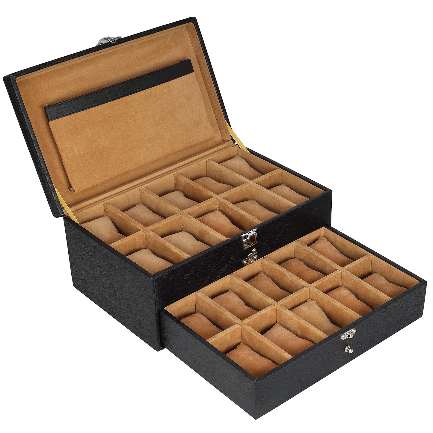 Leather World Unisex Classical 20 Slots Watch Organiser Box