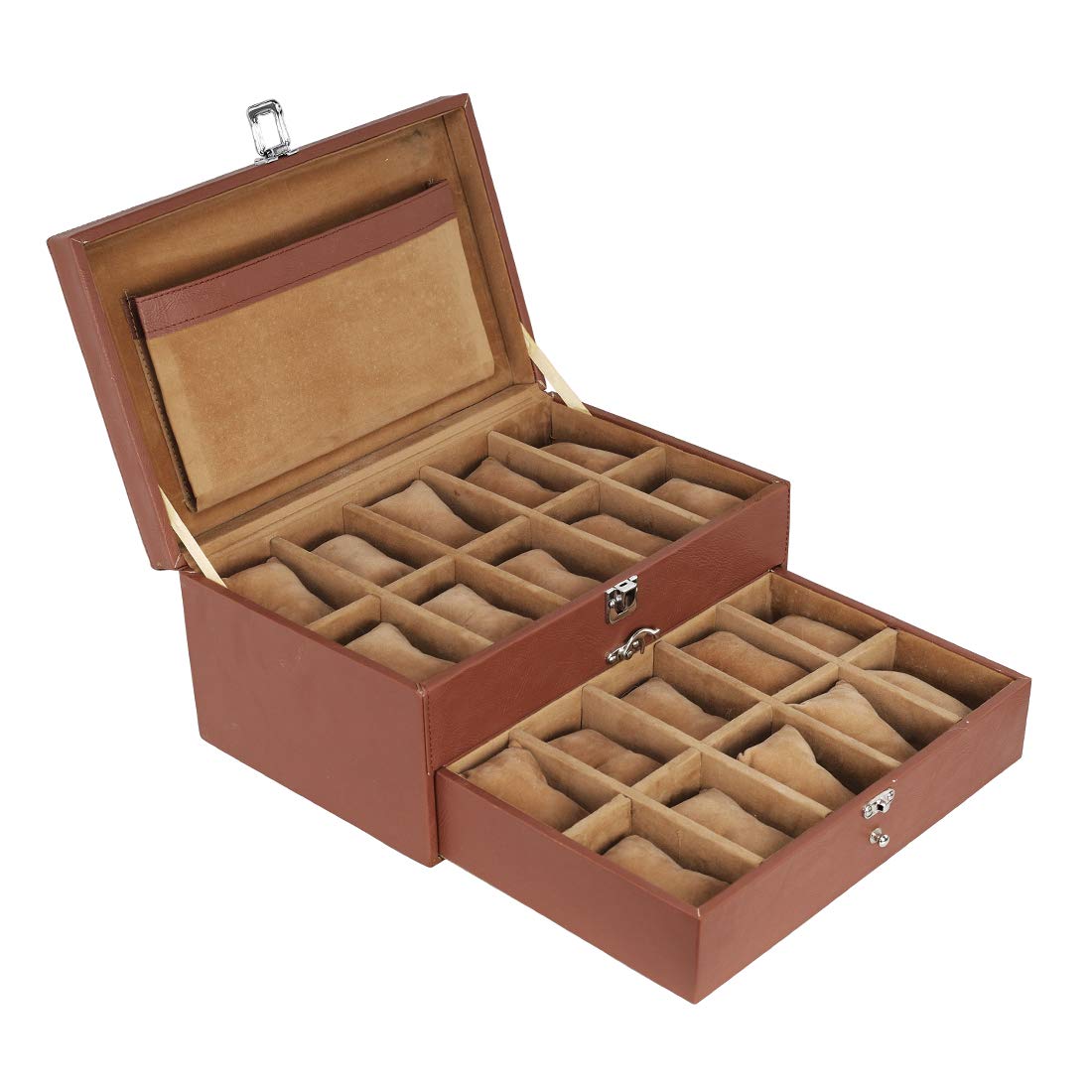Leather World Unisex Classical 20 Slots Watch Organiser Box