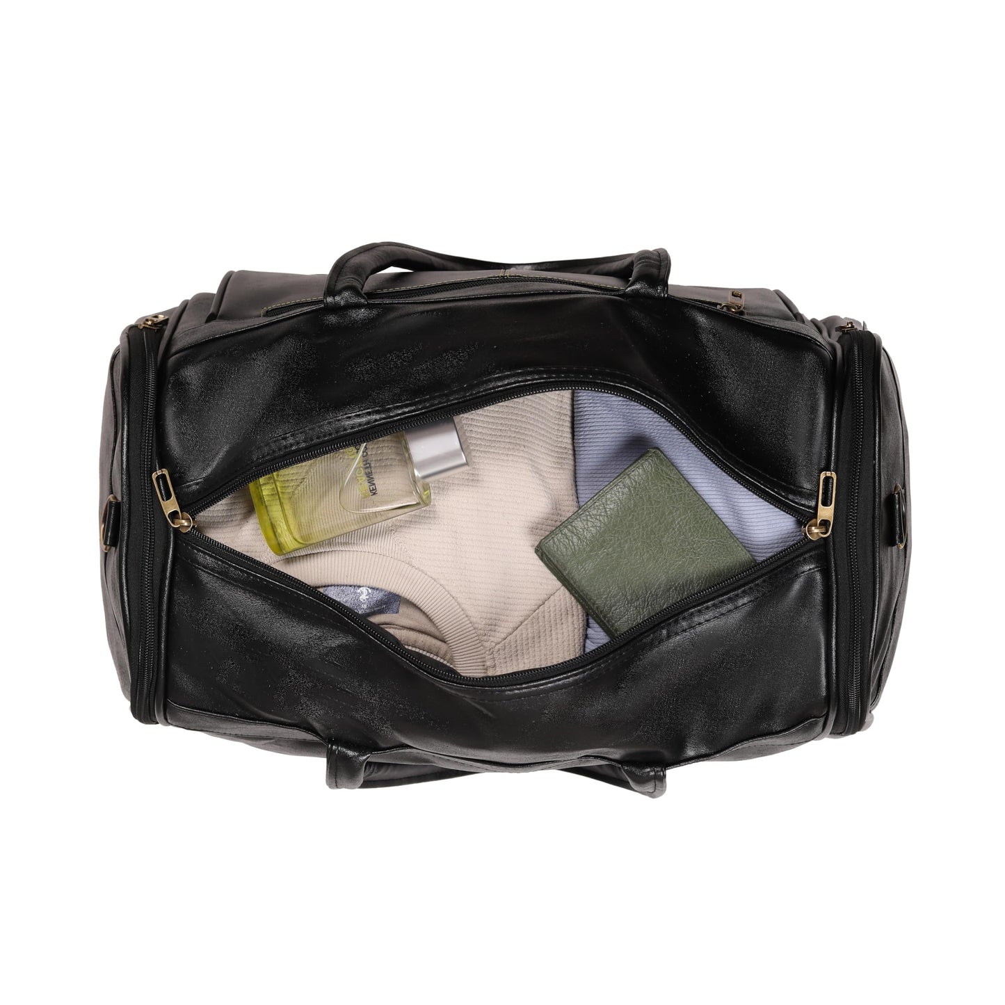 Leather Duffle Bag for Men | Travel, Gym, Sports & Overnight Bag - Black