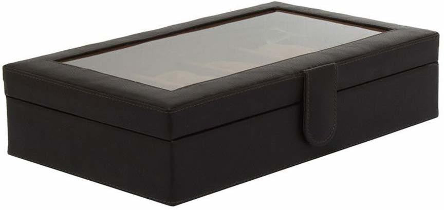 Leather World Watch Box Holder Organizer Case in 10 Slots of Watches for Men and Women with Transparent Display