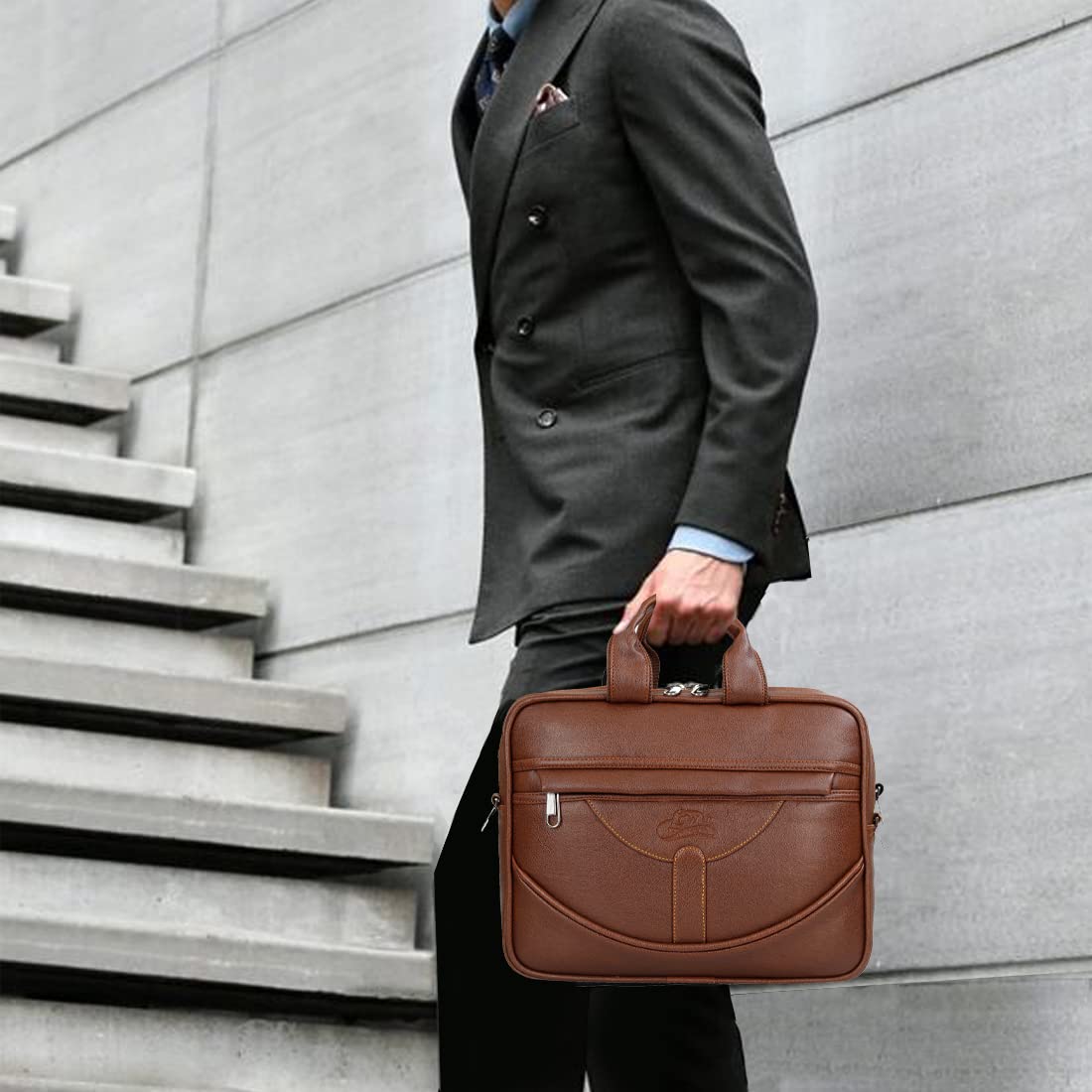 Leather World Pu Leather Mini 14 inch Laptop Office Bag | Office Bag | Messenger Bag | Travel Bag