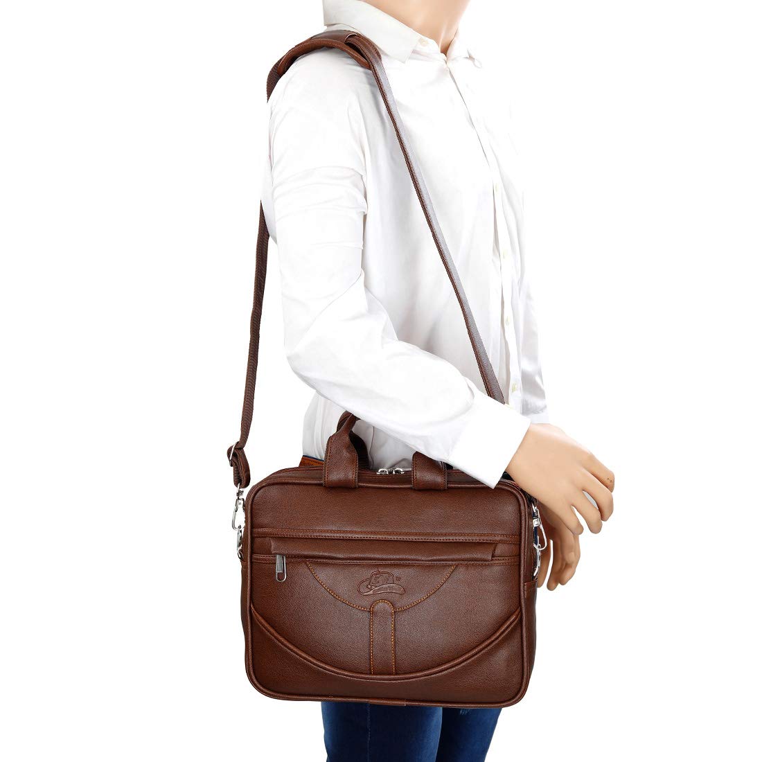 Leather World Pu Leather Mini 14 inch Laptop Office Bag | Office Bag | Messenger Bag | Travel Bag