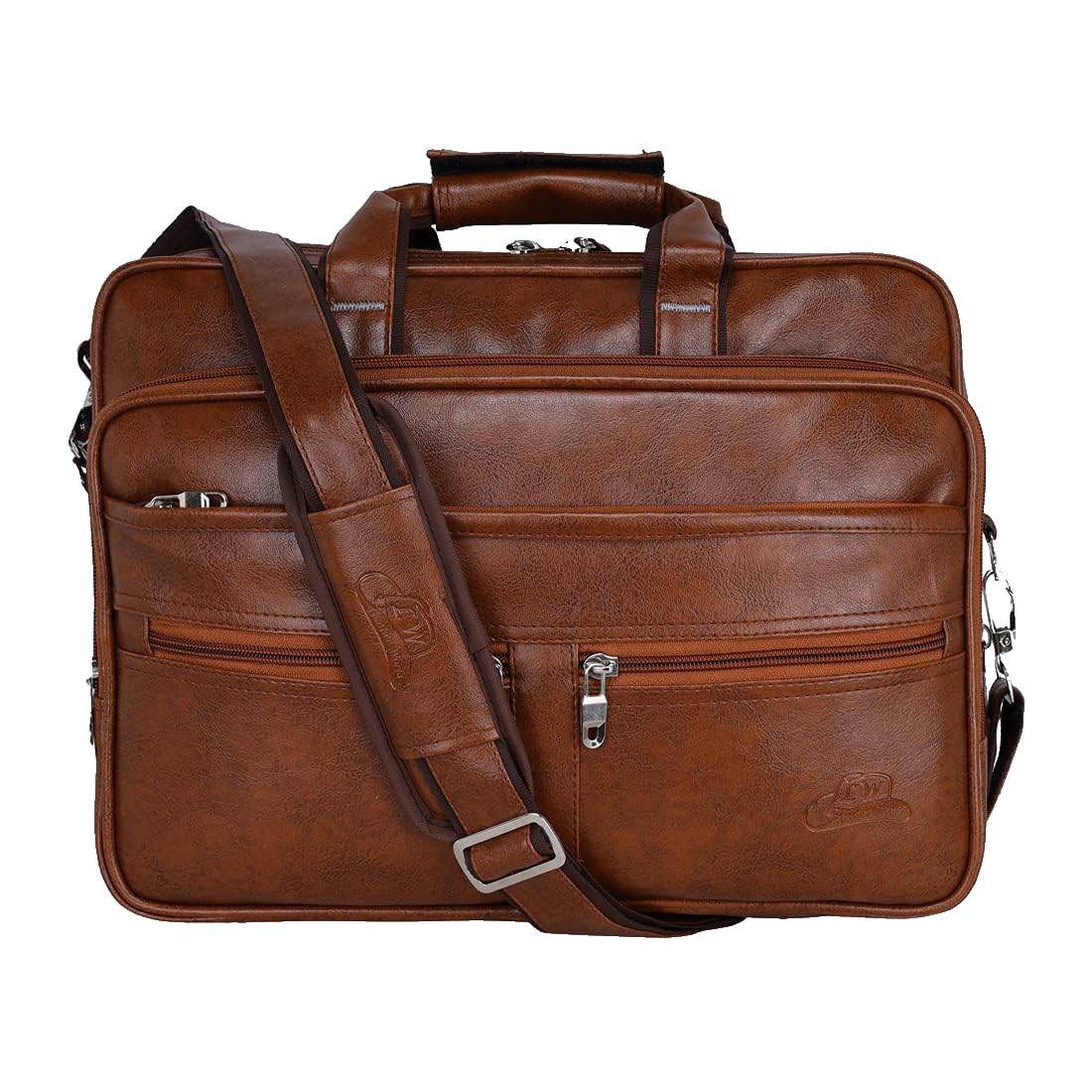 Business Class Unisex Faux Leather 15.6 Inch Office Laptop Bag - Tan