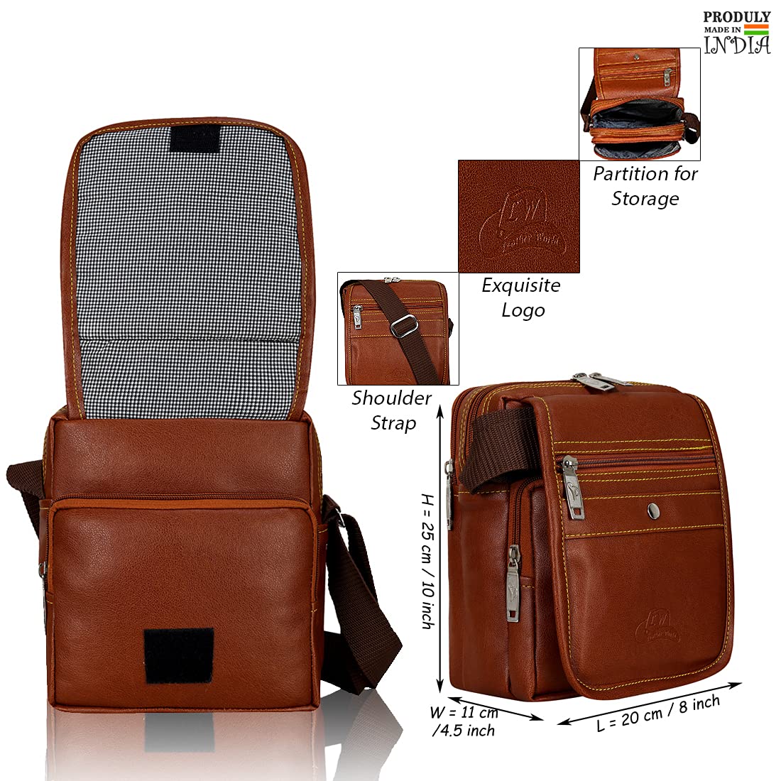 Leather World Unisex Casual Leatherette Sling Crossbody Bag