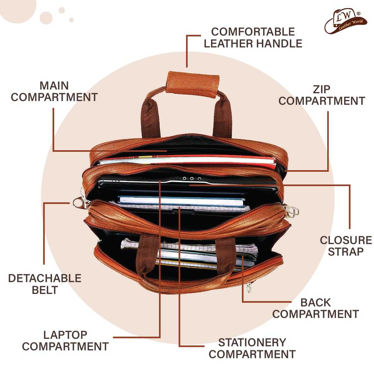 Office Laptop Bag Tan