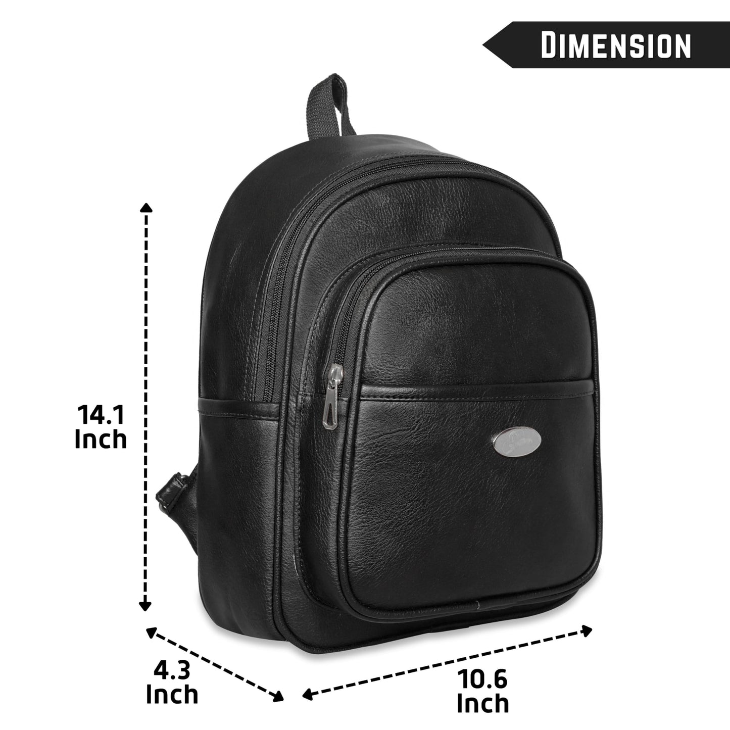 Leather World Backpack for Women Vegan Leather Travel Backpack Vintage Shoulder Bags Girls - Black