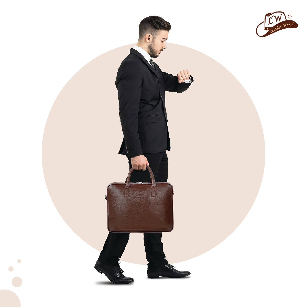 Leather World Sleek & Stylish Unisex PU Leather Office Messenger Bag