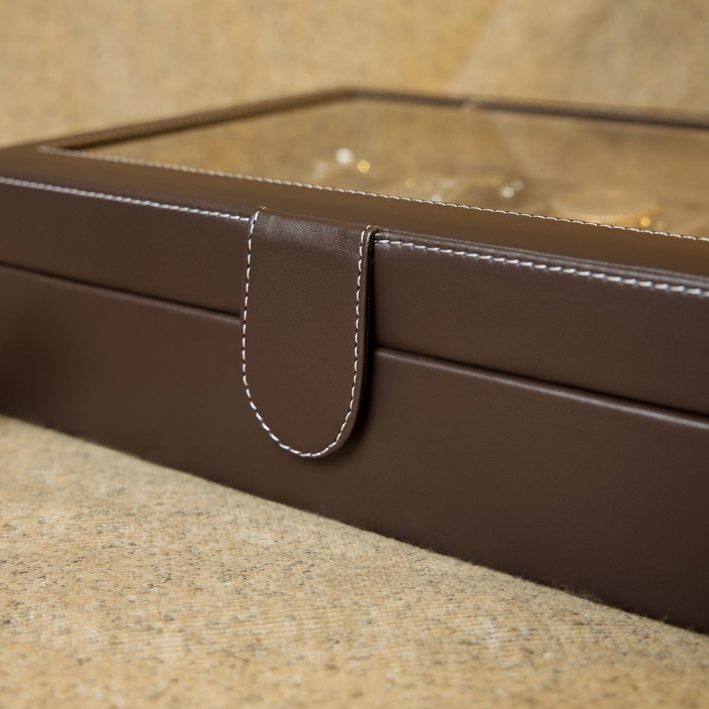 Leather World 10 Slots Elegant Watch Box With Viewing Window