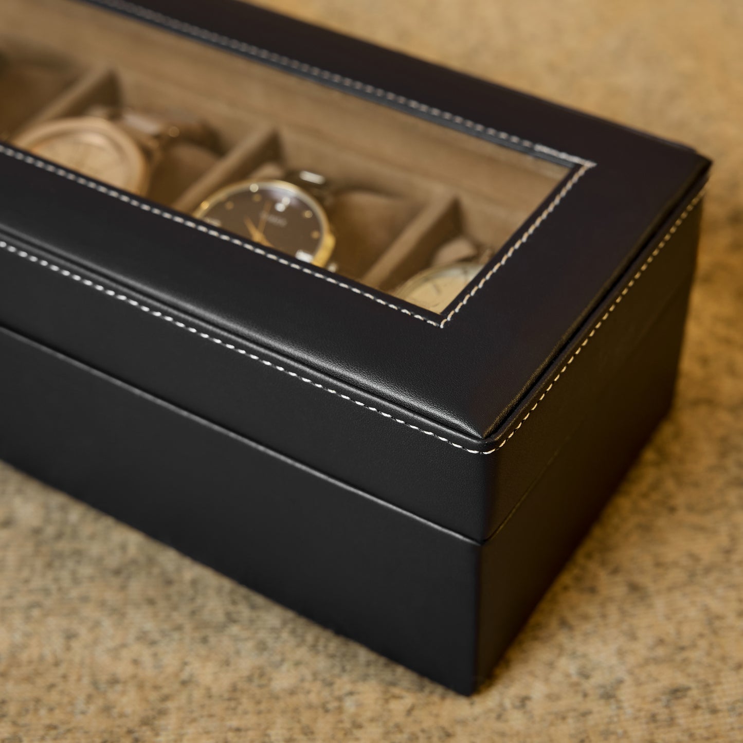 6 Slots Classy Watch Box Organizer with Viewing Window