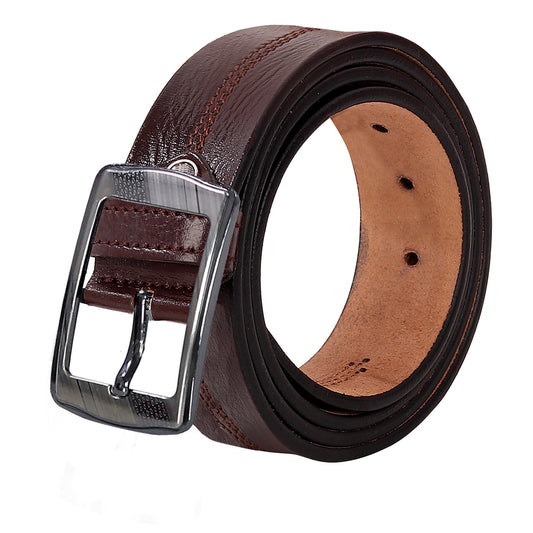 Leather World Formal Casual Brown Color Branded Stylish Genuine Leather Belts For Men