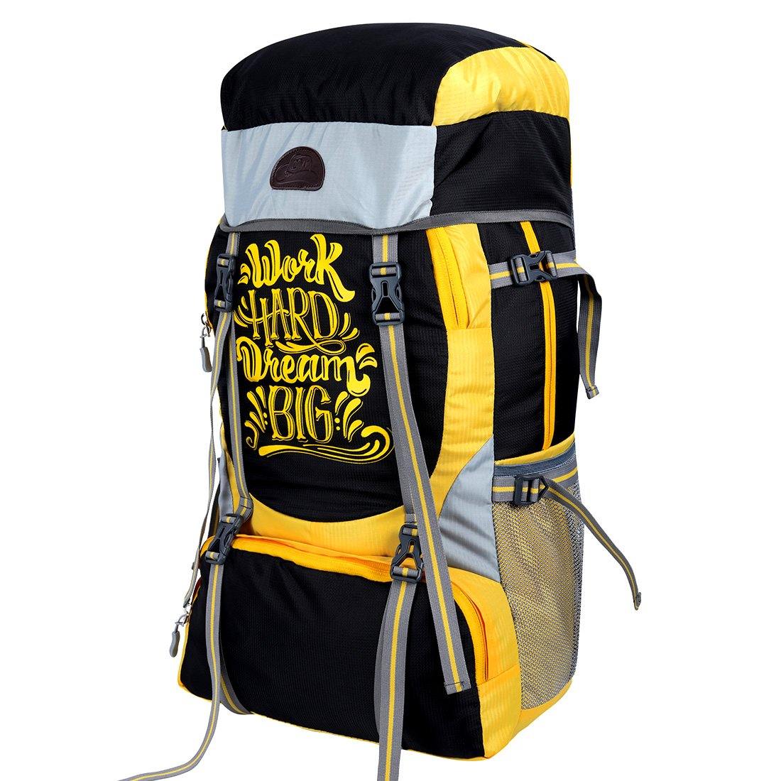 Black & Yellow Casual Trekking Rucksack Bag With Shoe Compartment