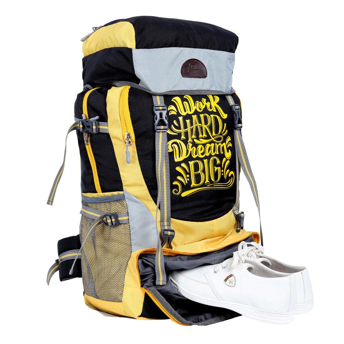 Black & Yellow Casual Trekking Rucksack Bag With Shoe Compartment