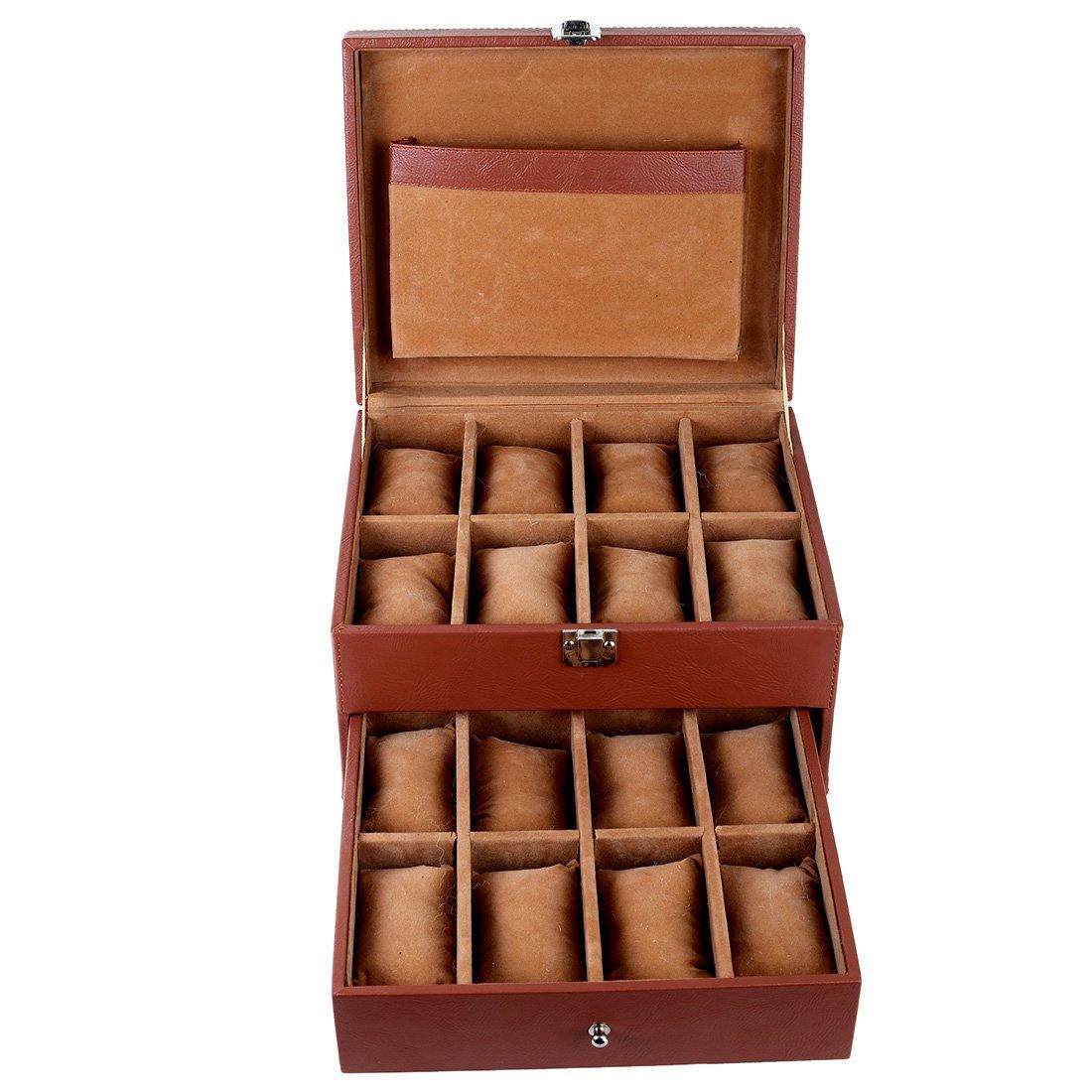 Leather World Unisex 16 Slos Watch Organiser Box - Leatherworldonline.net