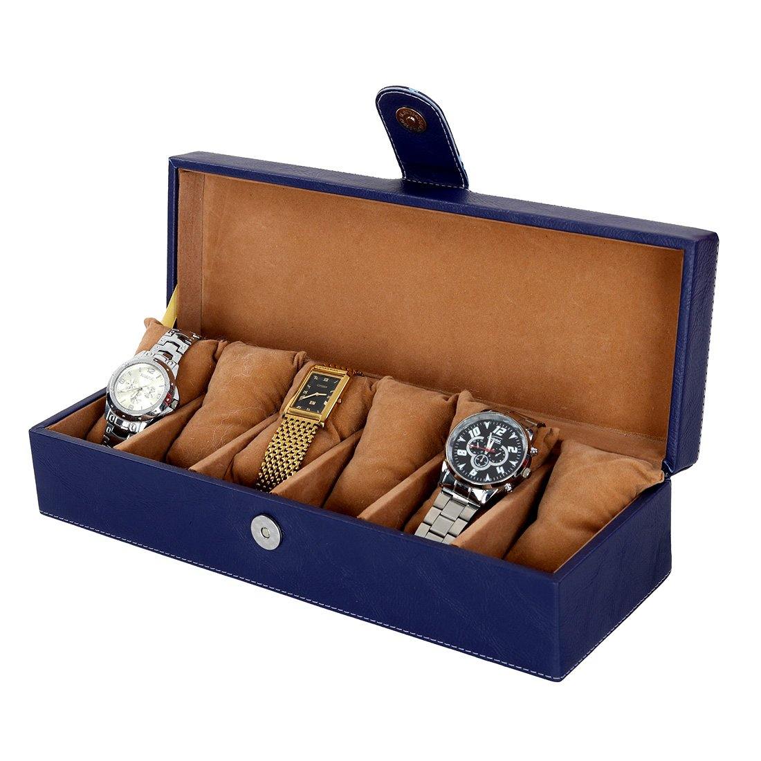 Leather World Unisex 6 Slot Watch Organizer Box For Watch Enthusiasts