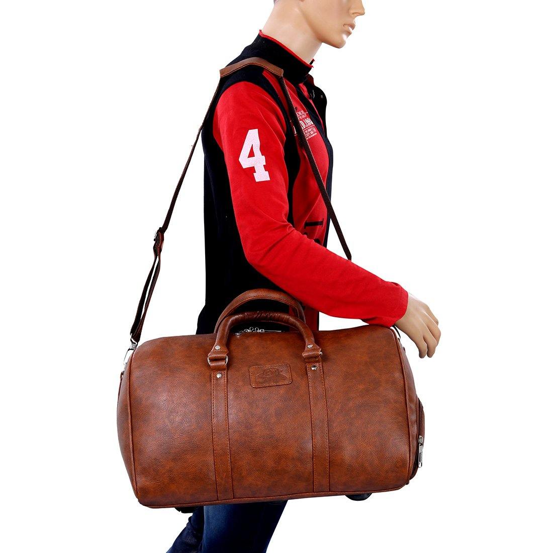 Luxurious Synthetic Leather Travel Duffel Bag with Shoe Compartment