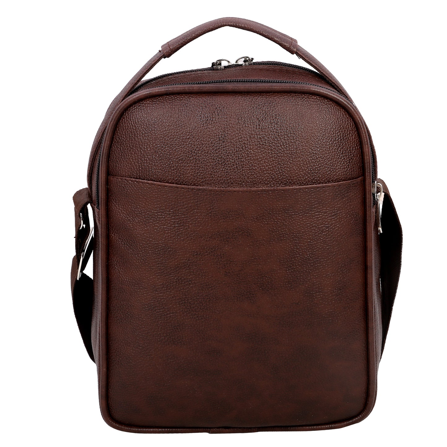 Leather World Vegan Leather 5.6 Liter Sling Cross Body Travel Office Business Messenger Bag for Men Women - Brown