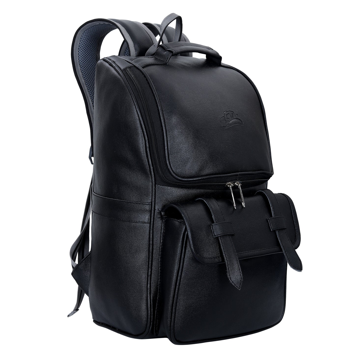 Leather World 14 inch Black Pu Leather Laptop College Casual Backpack Women (BP3081)