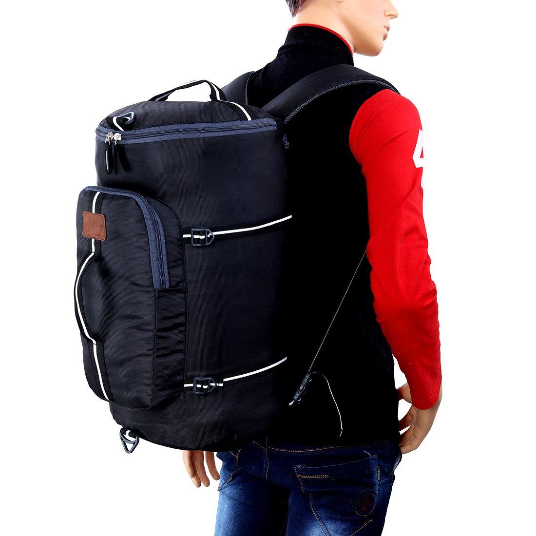 Black Nylon Unisex Casual Adventure Companion Trekking Rucksack Bag