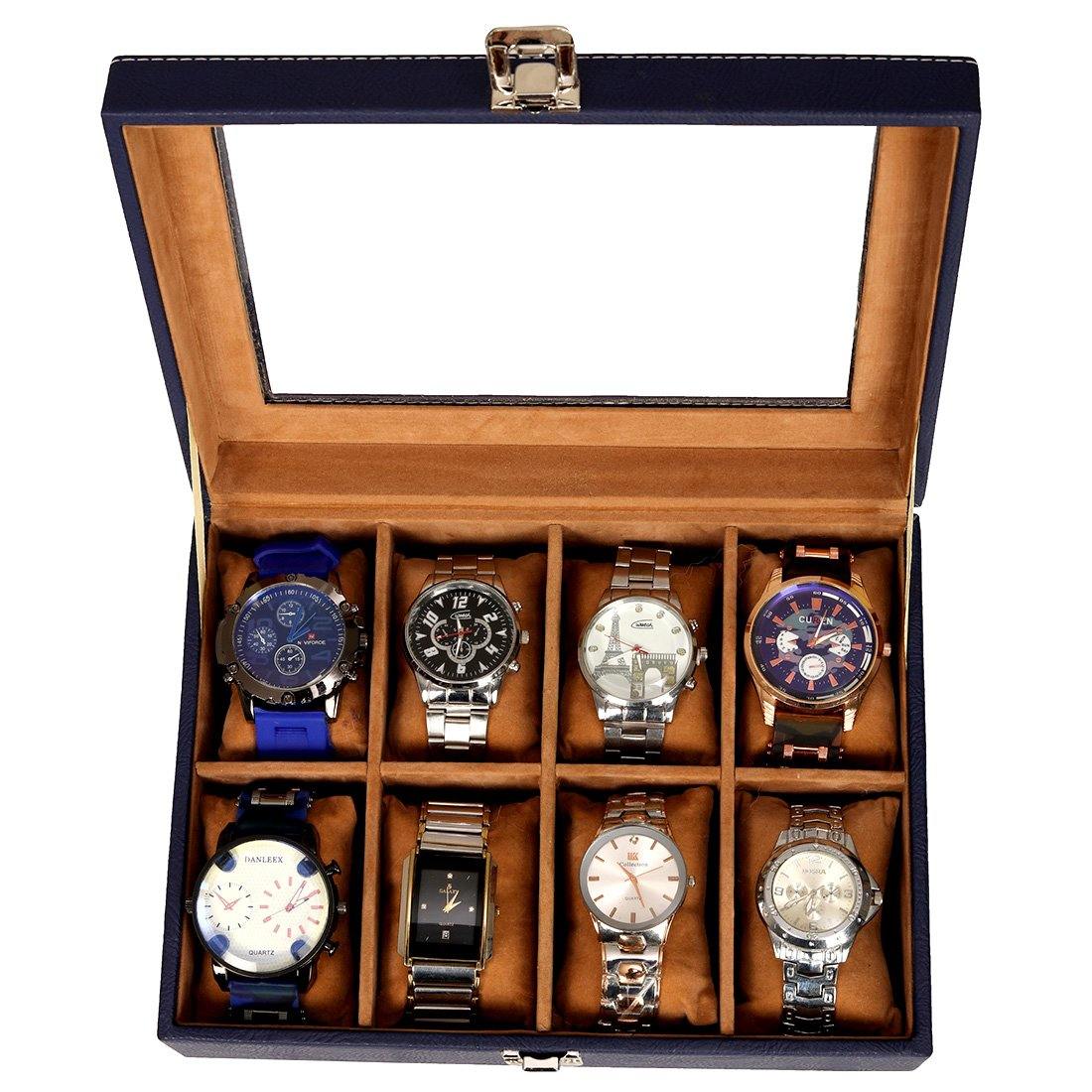 Leather World Unisex 8 Slots Watch Organiser Box - Leatherworldonline.net