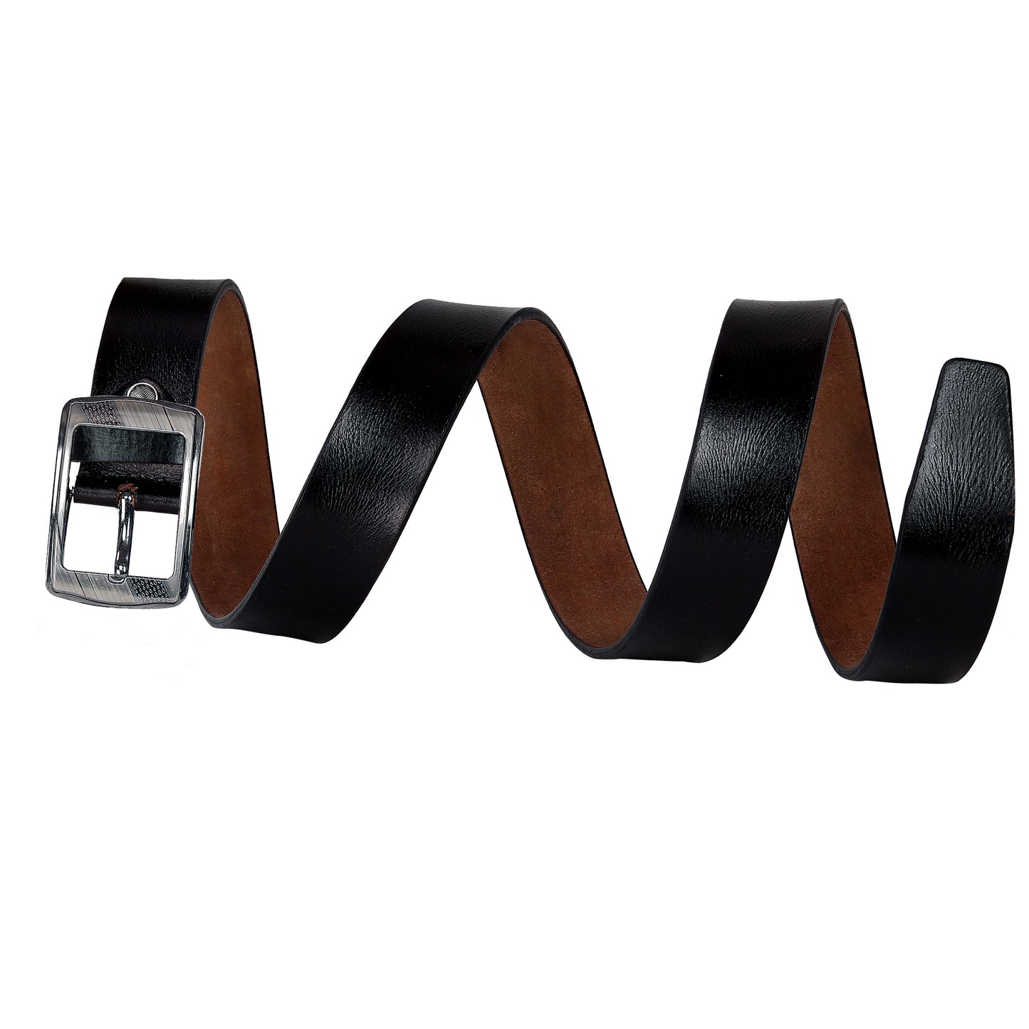 Leather World Pin Lock Buckle Genuine Leather Formal Casual Black Belt For Men Elegant Gift Box