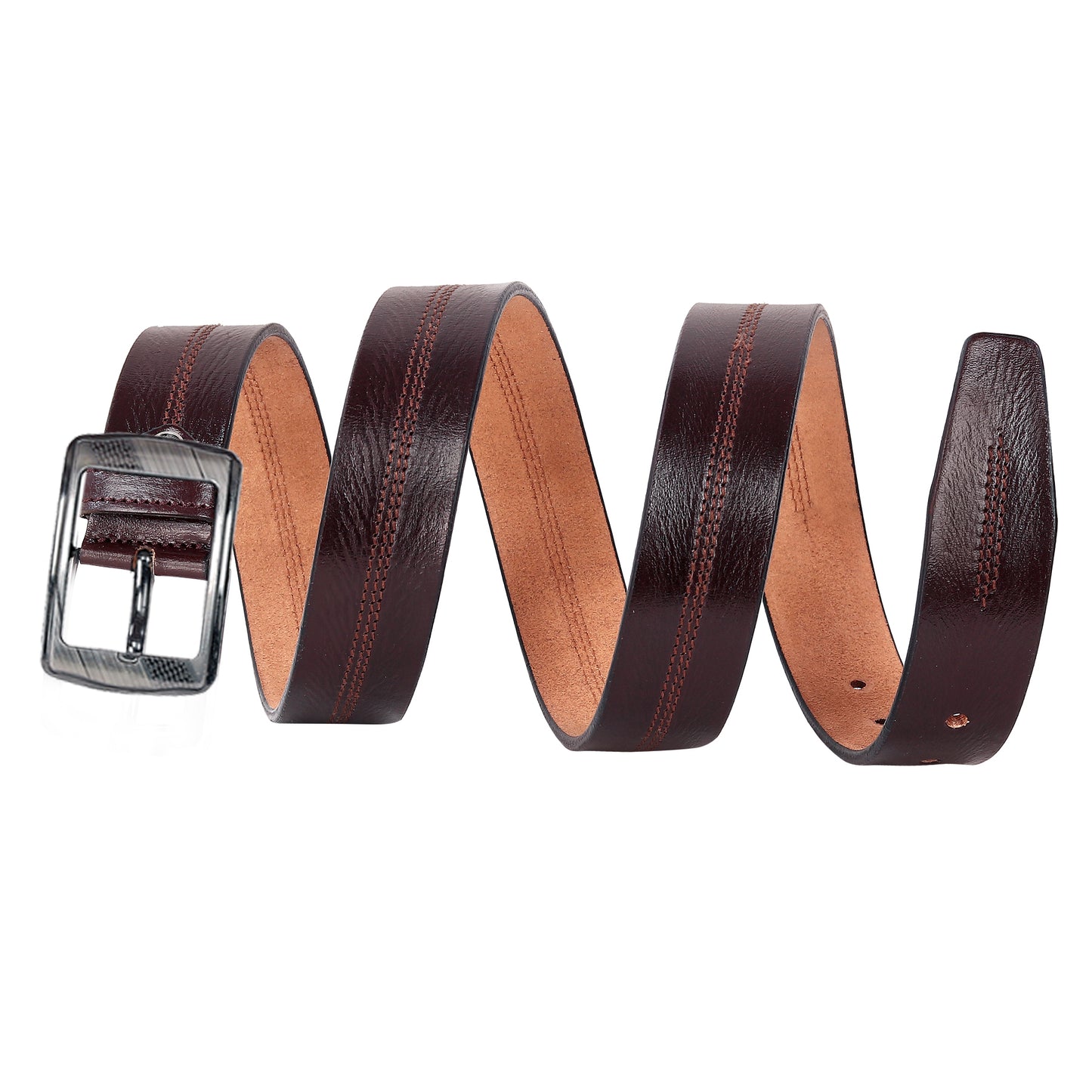 Leather World Formal Casual Brown Color Branded Stylish Genuine Leather Belts For Men