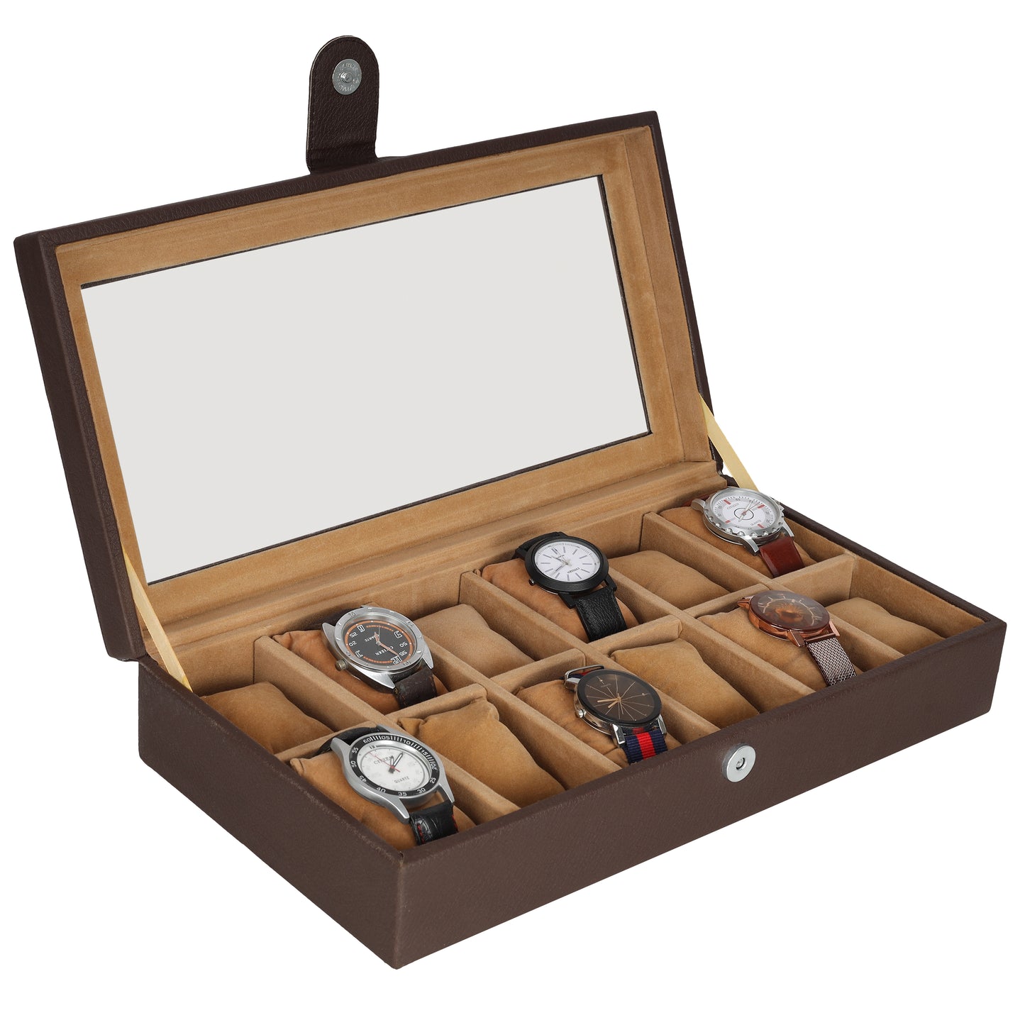 Leather World Watch Box for 12 Watches | Watch Case | Watch Holder | Watch Organizer Designer in Pu Leather