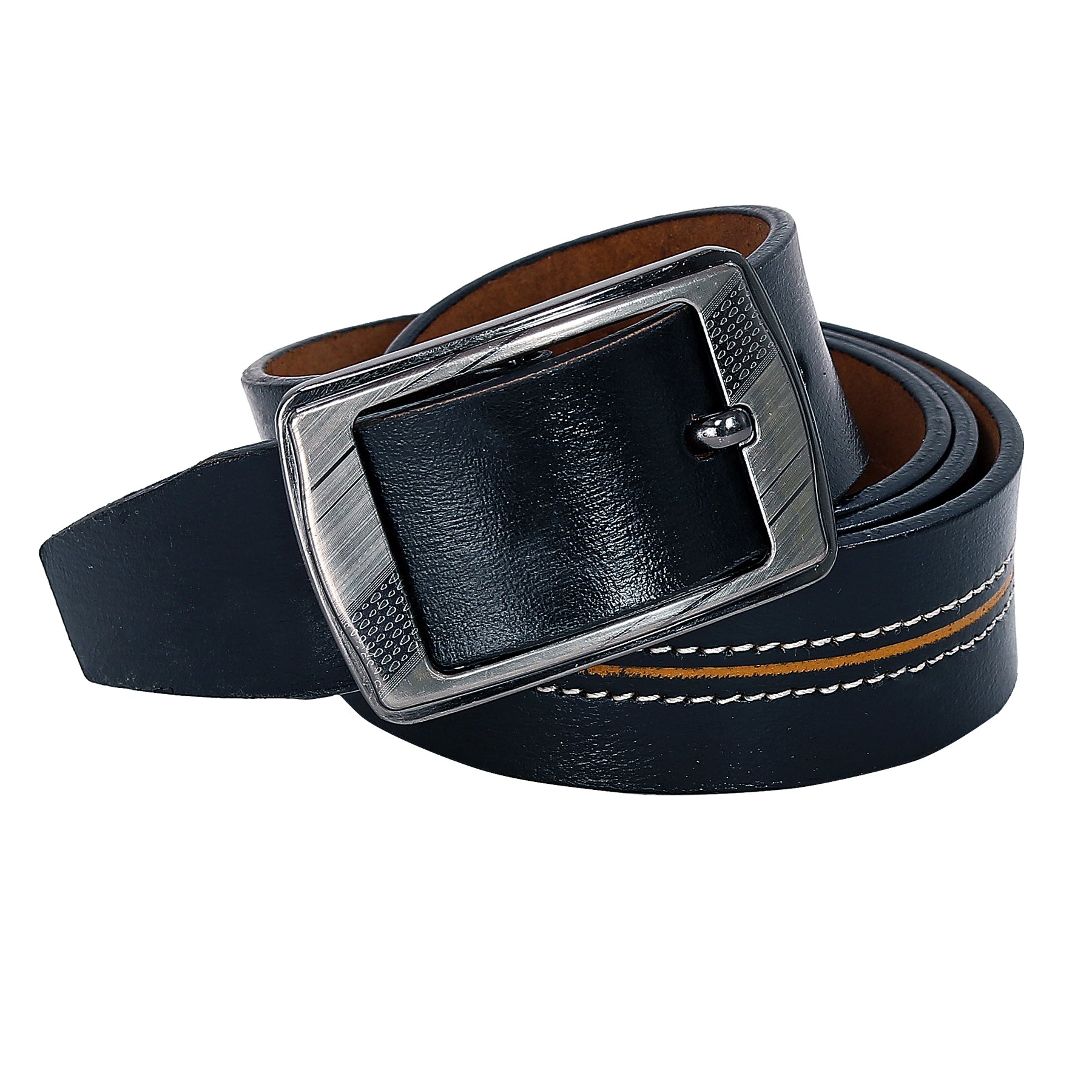 Leather World Pin Lock Buckle Genuine Leather Formal Casual Black