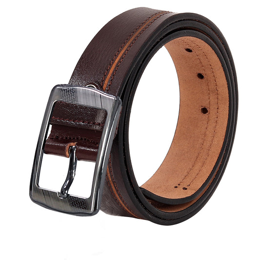 Leather World Formal Casual Brown Color Branded Stylish Genuine Leather Belts For Men