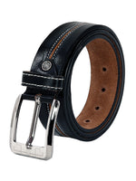 Load image into Gallery viewer, Leather World Formal Casual Black Color Branded Stylish Genuine Leather Belts For Men
