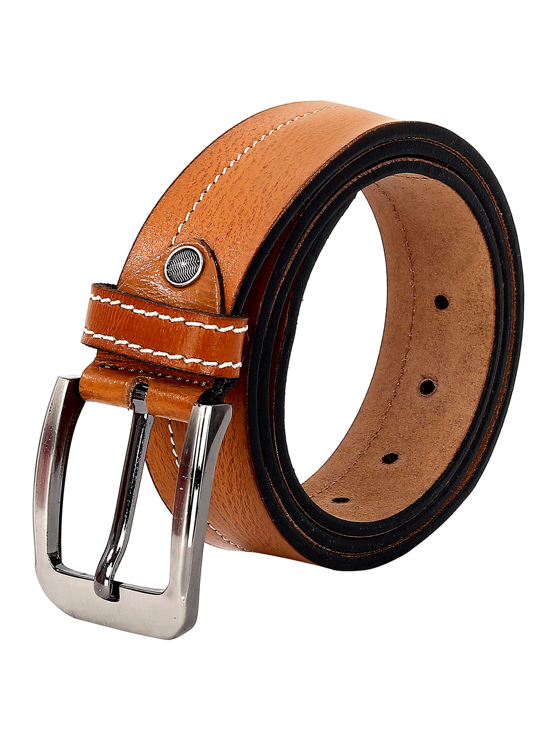 Leather World Pin Lock Buckle Genuine Leather Formal Casual Brown Belt