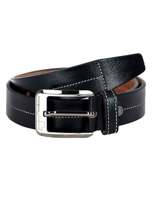 Leather World Formal Casual Black Color Branded Stylish Genuine Leather Belts For Men