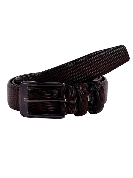 Leather World Pin Lock Buckle Genuine Leather Formal Casual Brown Belt For Men Elegant Gift Box