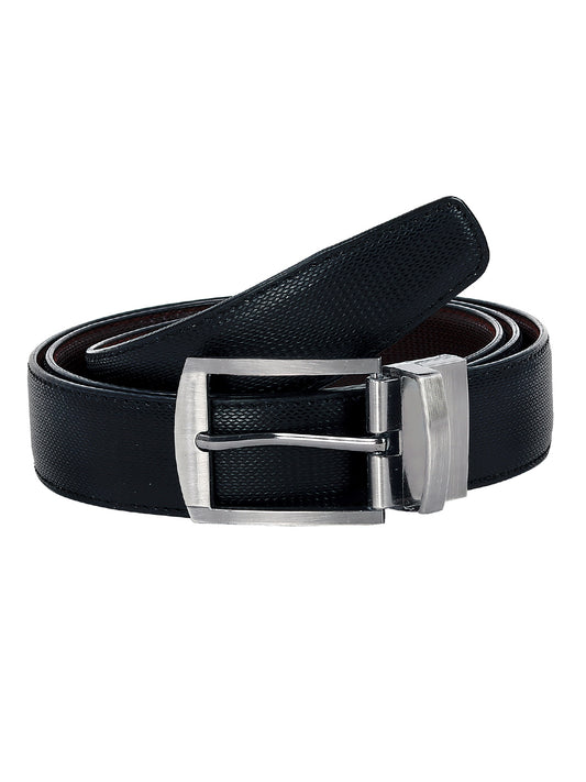 Leather World Reversible Pin Buckle Vegan Leather Formal Black/Brown Belt For Men with Double Sided Strap