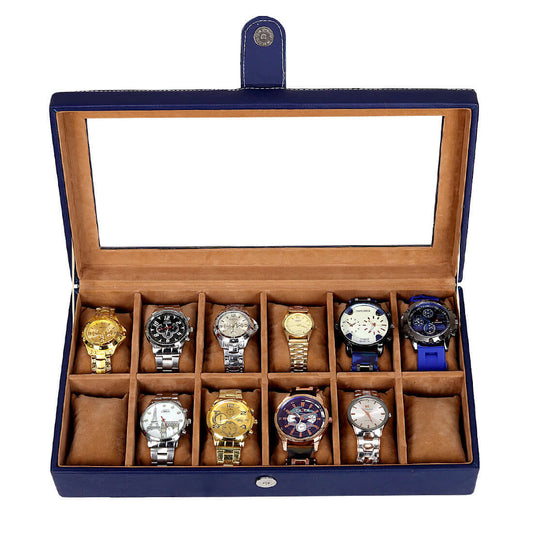 12 Slots Luxury Watch Box Organizer with Viewing Window