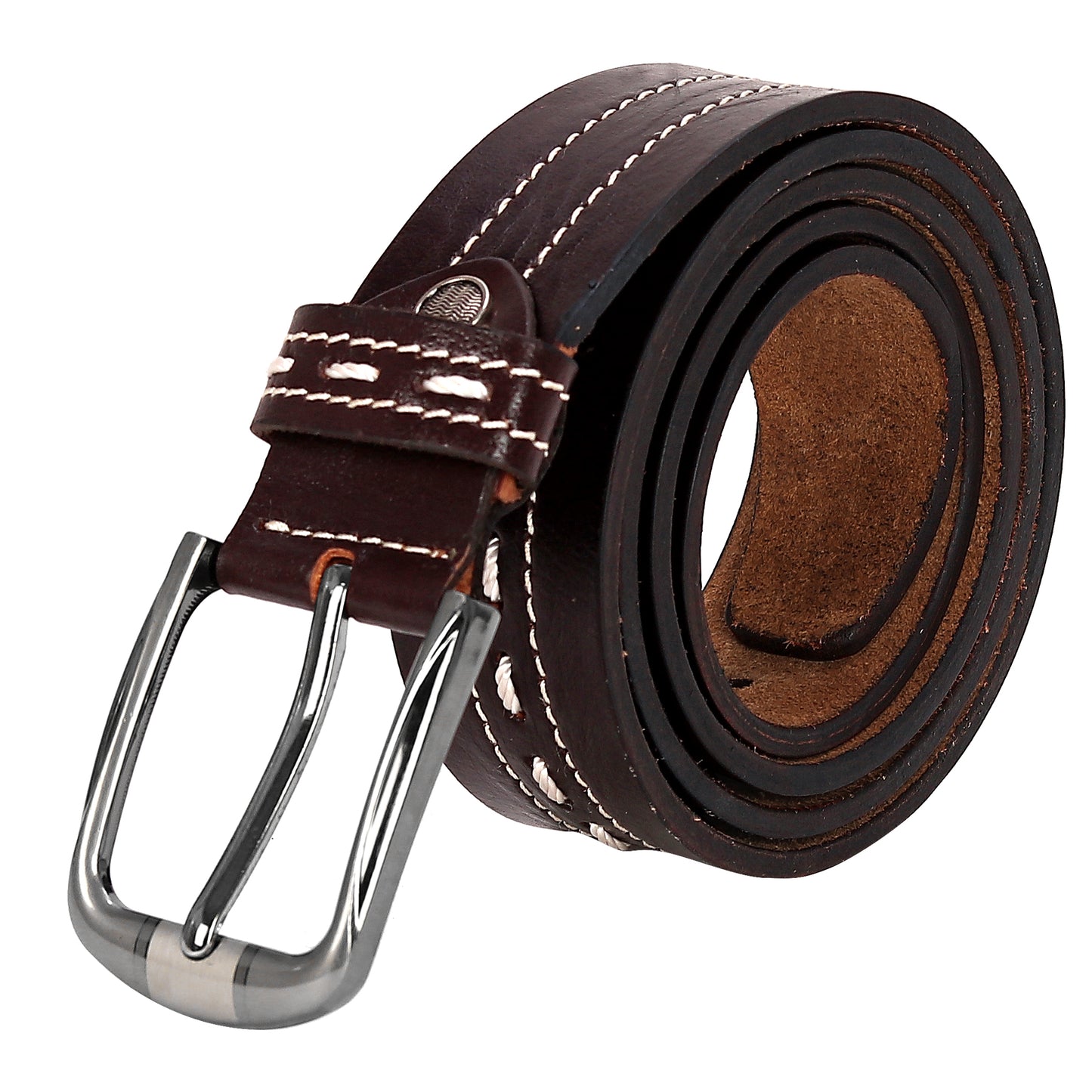 Leather World Formal Casual Brown Color Branded Stylish Genuine Leather Belts For Men