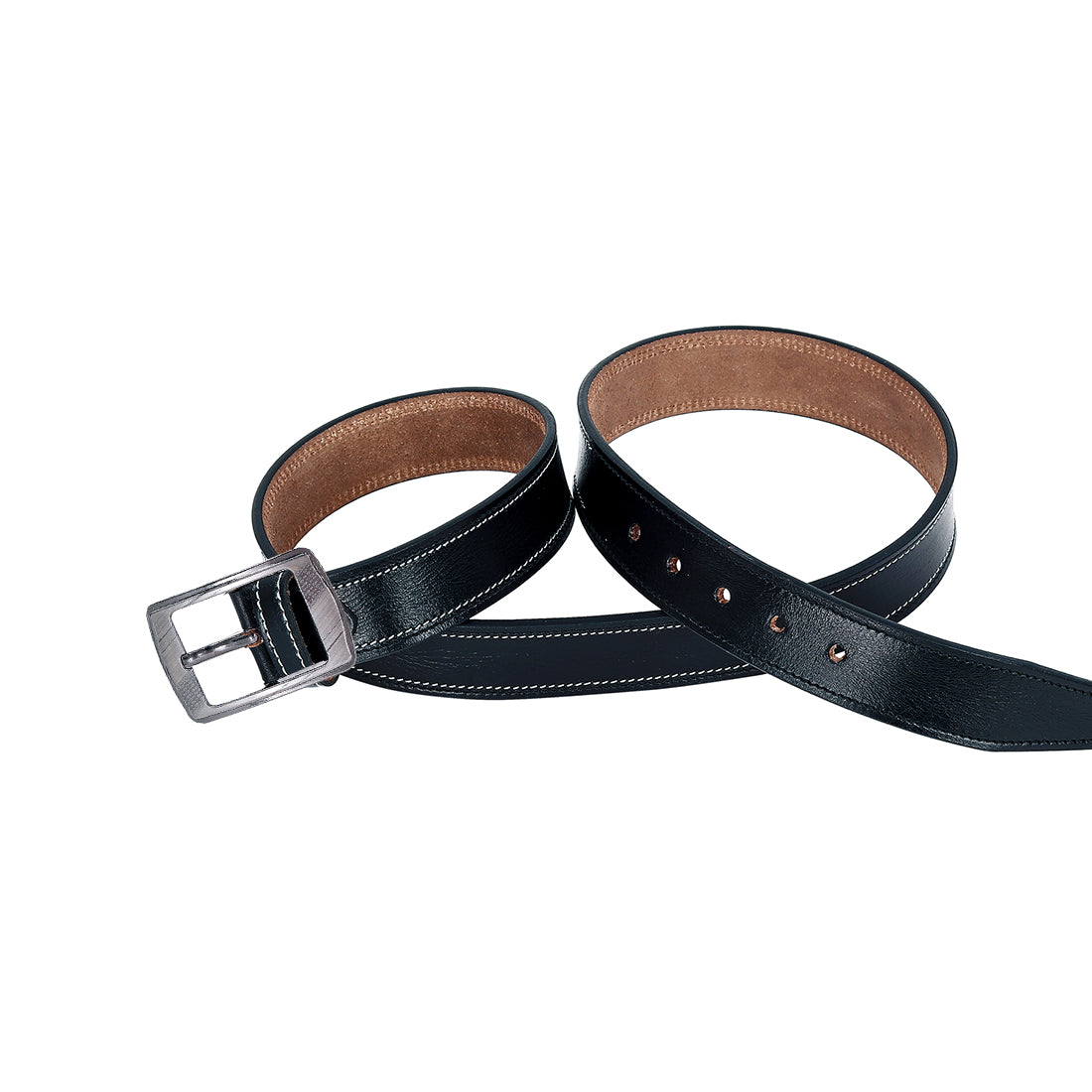 Leather World Pin Lock Buckle Genuine Leather Formal Casual Black Belt For Men Elegant Gift Box