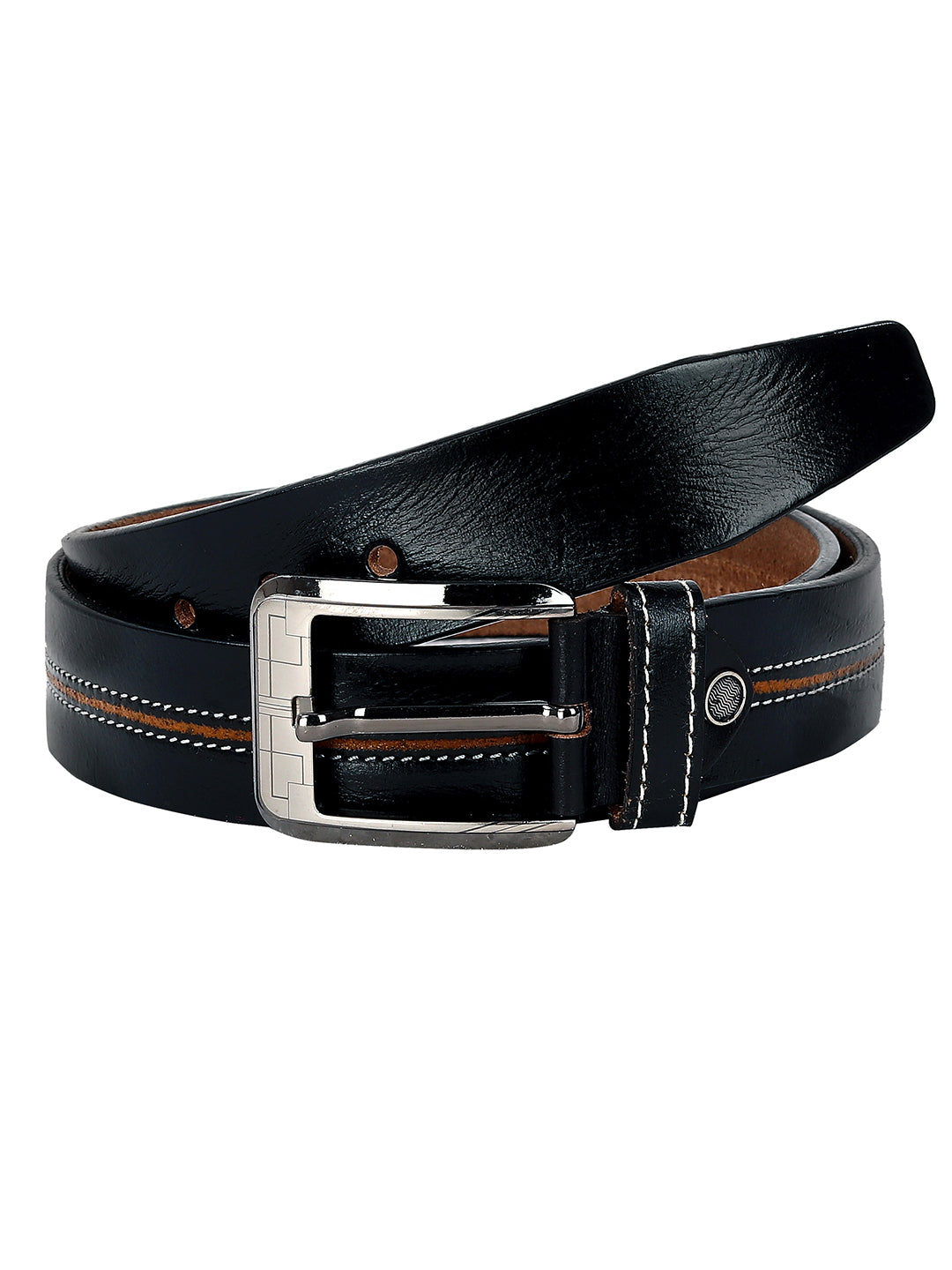 Leather World Formal Casual Black Color Branded Stylish Genuine Leather Belts For Men