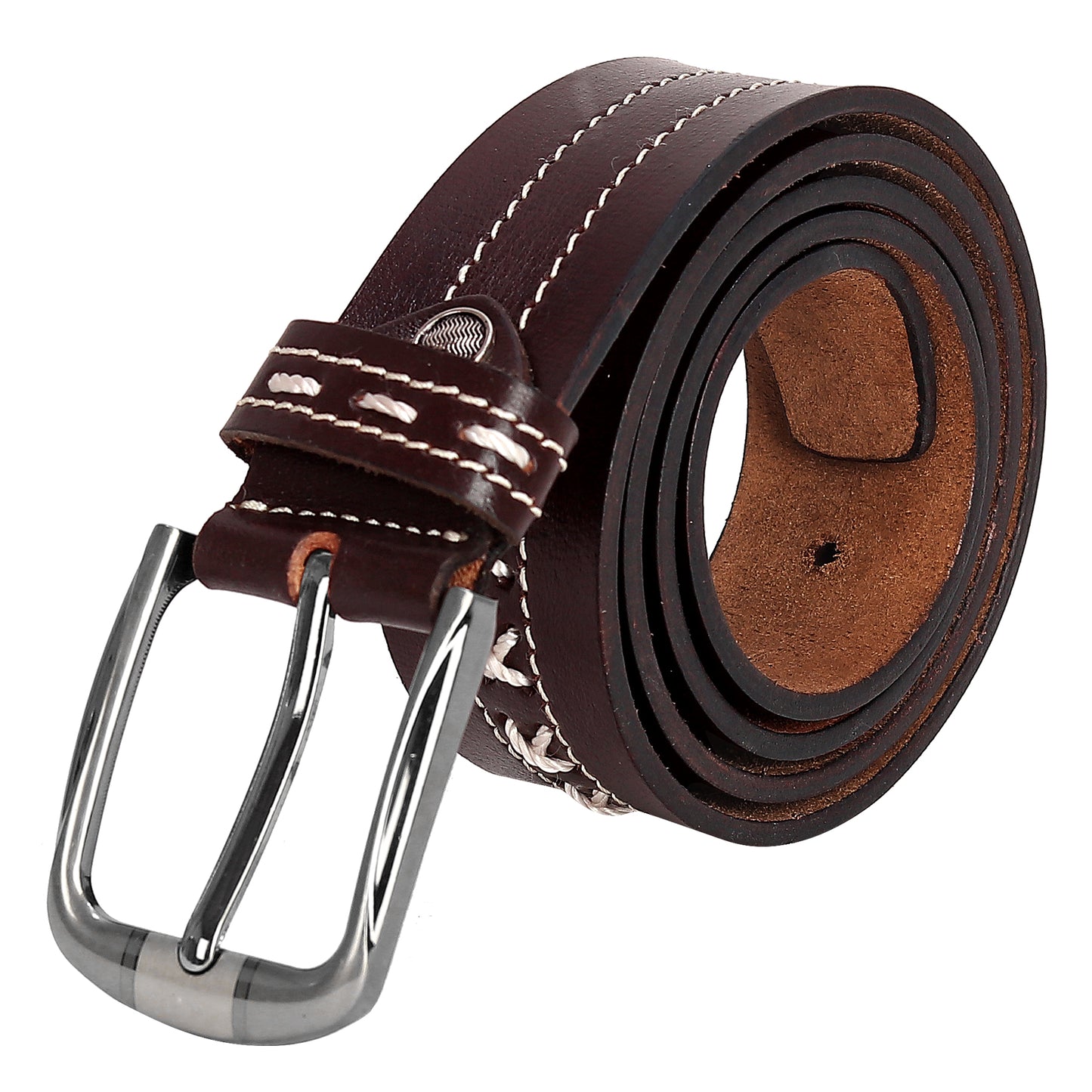 Leather World Formal Casual Brown Color Branded Stylish Genuine Leather Belts For Men