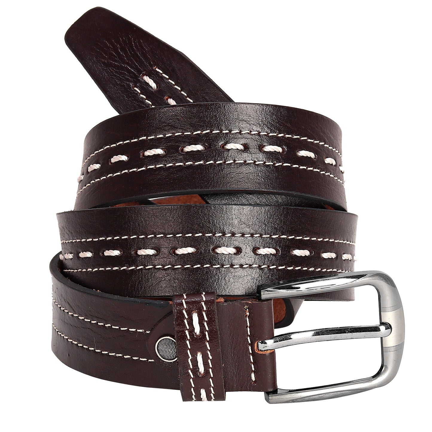 Leather World Formal Casual Brown Color Branded Stylish Genuine Leather Belts For Men